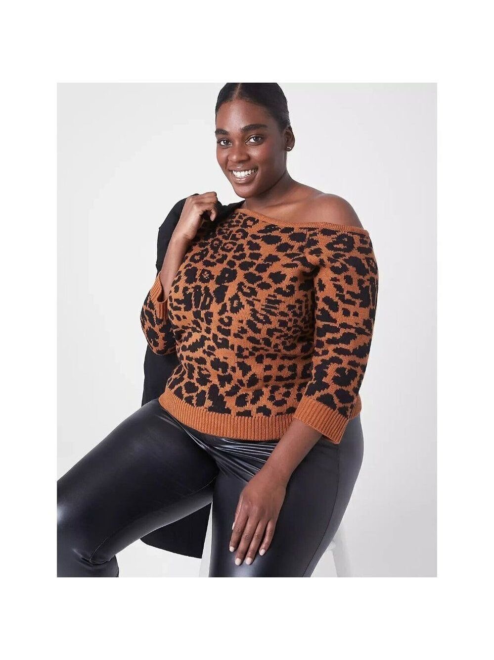 Lane Bryant Fitted One-Shoulder Jacquard Sweater Size 22 / 24